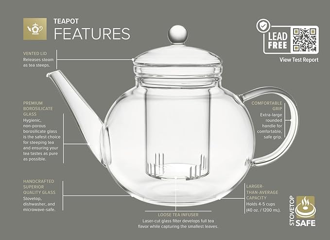 Teabloom Replacement Loose Tea Glass Infuser for Teabloom Celebration Teapot - Spare Part