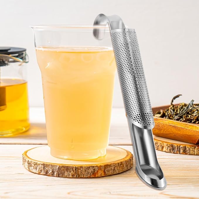 Stainless Steel Tea Diffuser,Upgrade Tea Pipe Stainless Steel Tea Infuser with Hanging Hook Handle,Fine Holes Tea Strainers Interval Diffuser for Loose Tea Coffee Seasonings Spices (6 PCS)