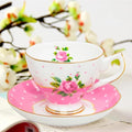 ONEUSTAR Floral Tea Cup and Saucer Set for 1 Bone China Coffee Cup 7 oz Vintage Rose Flower English Teacup for Women Tea Party Mother's Day Gift