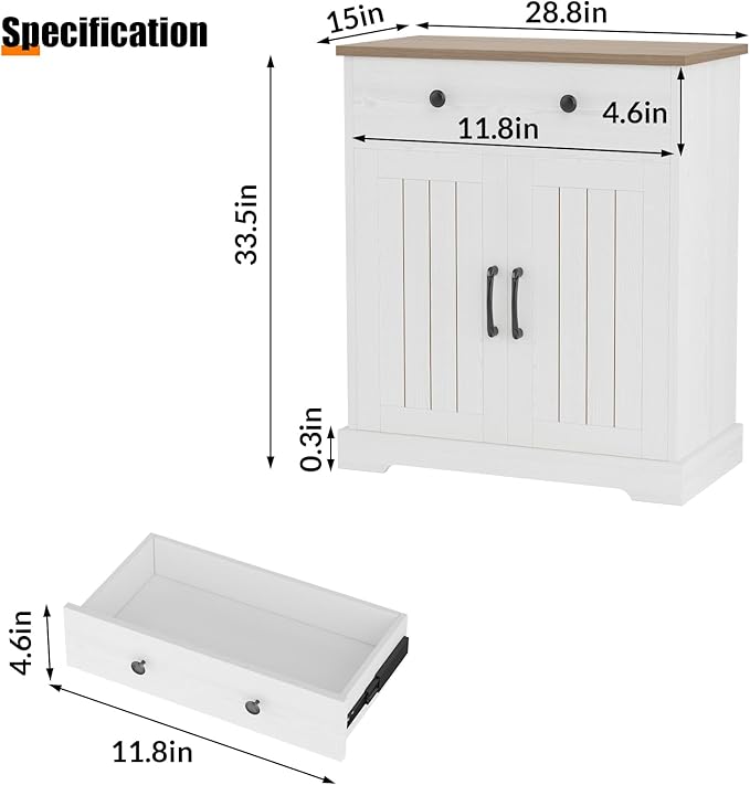 Kitchen Storage Cabinet, Modern Buffet Cabinet with Storage, Coffee Bar with 2 Drawers and 2 Doors, Floor Sideboard Buffet for Living Room, Dining Room, Bathroom