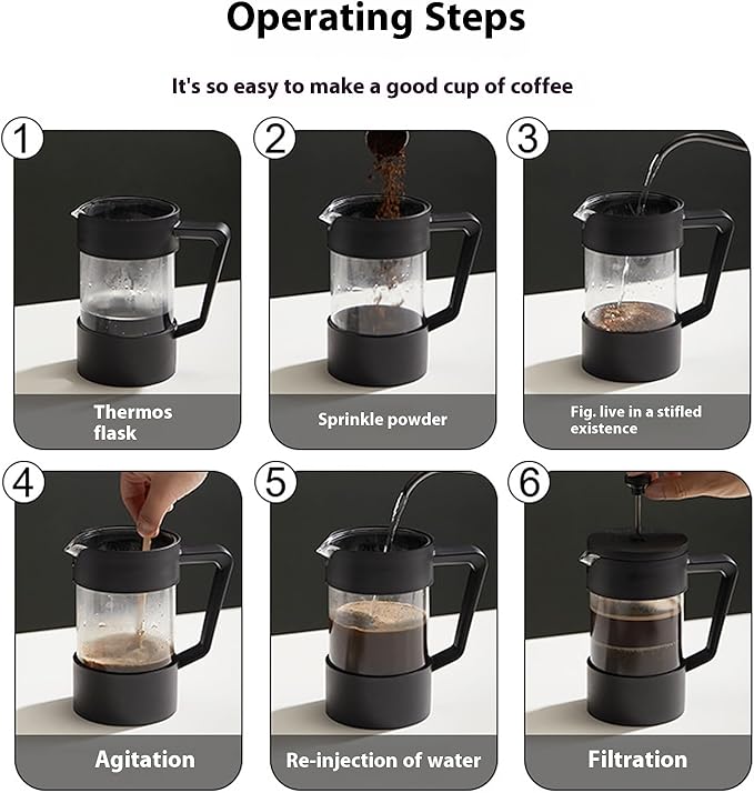 payanwin Hand Press French Press Moka Pot - 350ml Borosilicate Glass Coffee Maker, Portable Manual Espresso for Camping & Home Brewing