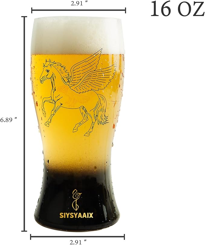 Beer Glasses for Men, 16 oz Drinking Glass Set with Built-in Bottle Opener, Color-Shift Design, Pilsner Craft Glassware for Beer, Great Gift for Dad, Husband, Father’s Day or Anniversary (2)