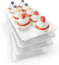 Extra Large Serving Tray Melamine Plastic for Party Supplies, 14" x 7" Platters for Serving Food, 4 pcs White Reusable Tray for Veggie, Snack, Fruit, Cookies, Desserts in Kitchen/Pantry Organization
