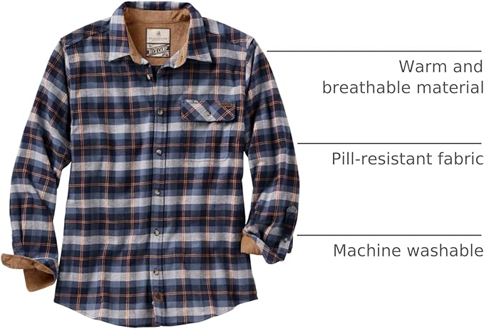 Legendary Whitetails Men's Flannel Shirt Long Sleeve Button Down 100% Cotton