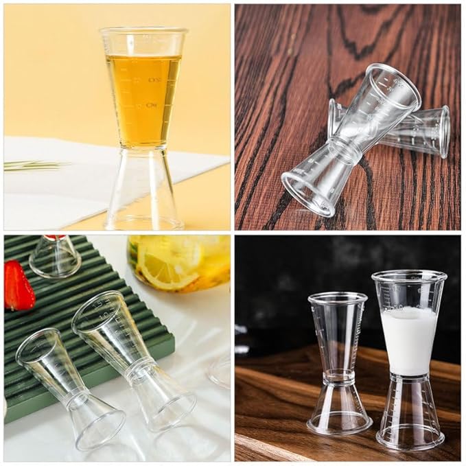 6Pcs Plastic Jigger for Bartending, Double-ended Measuring Cocktail Jigger with Measurements for Bar Use Accurate Liquid and Solid Ingredient Measurement with Easy Pour Spout