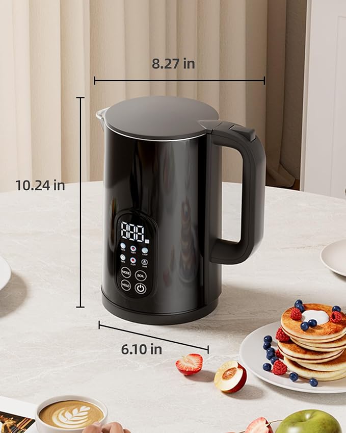 Electric Kettle with Temperature Control, 1.7L Cordless Kettle with 5 Presets, 2H Keep Warm, 304 Stainless Steel, BPA-Free, for Tea, Coffee & Baby Formula, Black