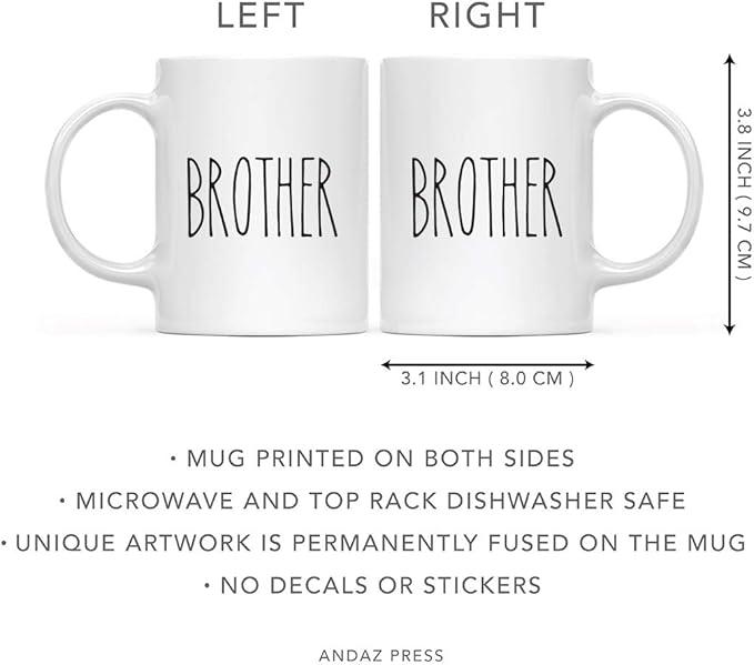 Andaz Press Simple Rustic Farmhouse Kitchen Decor 11oz. Ceramic Coffee Tea Mug Gift, Brother, 1-Pack, Birthday Christmas Gift Ideas for Family, Friends