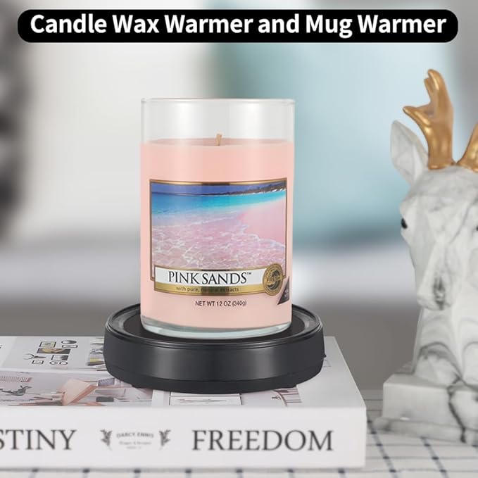 Wax Melt Warmer Burner Scented Candle Warmer Plate,3-1 Electric Coffee Mug Warmers,Fragrance and Heating Cup Warmers for Tea and Milk, Hot Chocolate as Gifts for Women（Black-No Cup）
