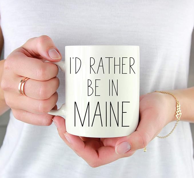Andaz Press U.S. State 11oz. Coffee Mug Gift, I'd Rather Be in Maine, 1-Pack, Long Distance College Going Away Study Abroad Birthday Christmas Gifts