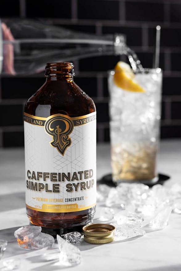 Portland Syrups - Caffeinated Simple Syrup - Premium Beverage Concentrate for a Boost of Clean Energy - Add to Soda, Cocktails, Tea, Coffee Drinks, and More - 12 oz with 24 Servings (Pack of 2)