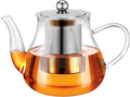 Glass Teapot 14oz/400ml with Removable Infuser, Borosilicate Clear Tea Kettle, Stovetop Safe Tea Kettle Blooming Loose Leaf Teapots, for Camping, Travel