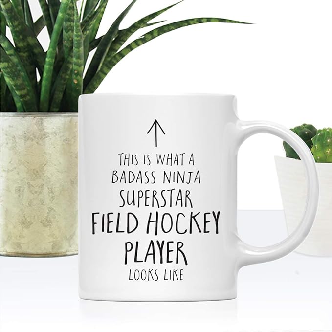 Andaz Press Funny 11oz. Ceramic Coffee Tea Mug Gift, This is What a Badass Ninja Superstar Field Hockey Player Looks Like, 1-Pack, Birthday Christmas Gift Ideas Coworker