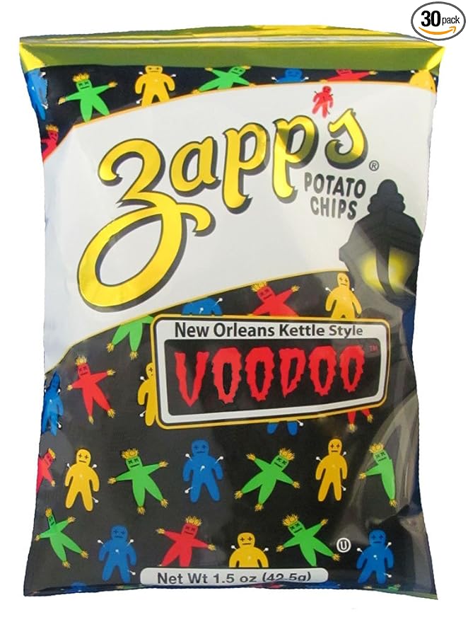Zappâ€™s New Orleans Kettle-Style Potato Chips, Voodoo Flavor â€“ Crunchy Chips with a Spicy Kick, Great for Lunches or Snacking on the Go, 1.5 Ounce (Pack of 30)