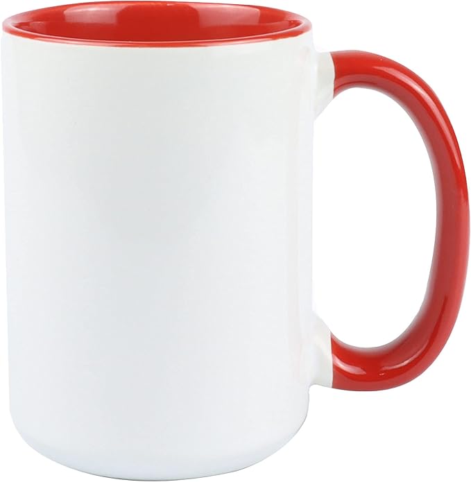 Ceramic 15oz Sublimation Coffee Mug, 6 Assorted Colors Option #1, Case of 12