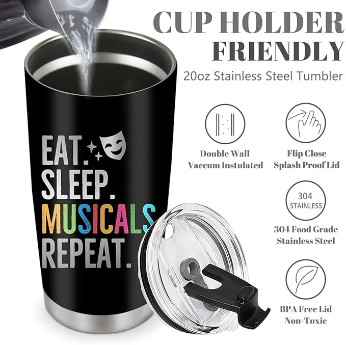 Theater Tumbler for Girls & Women, Broadway Theater Gifts, 20oz Travel Coffee Mug