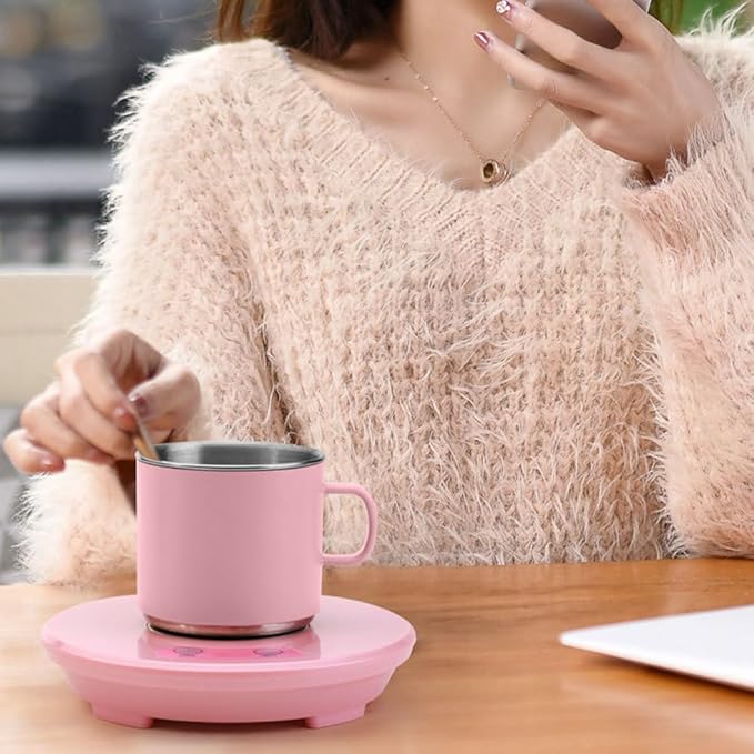 Coffee Mug Warmer, 2-in-1 Constant-Temperature Insulation & Cooling Coaster Quick Heating Cup Warmer for Office Travel Present