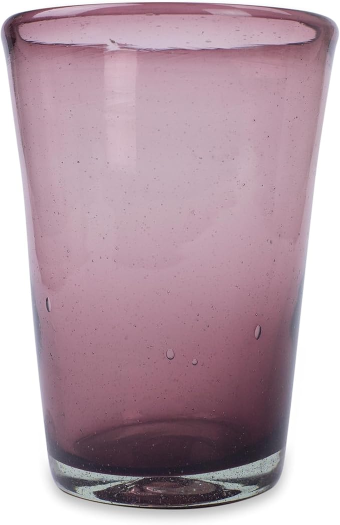 NOVICA Artisan Handblown Recycled Ecofriendly Tall Tumblers Purple Glass Drinkware Set 6 Mexico Tableware Glasses Water Hollywood Glam [ 5.5in H x 3.9in Diam. 15 Oz.] ' Amethyst' Set of 6