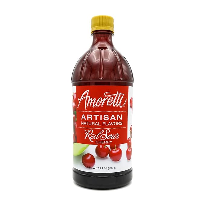 Amoretti - Natural Red Sour Cherry Artisan Flavor Paste, 2.2 lbs, Perfect For Ice Cream, Beverages, Cakes, and more, Preservative Free, Vegan, Gluten Free, No Artificial Sweeteners, Concentrated