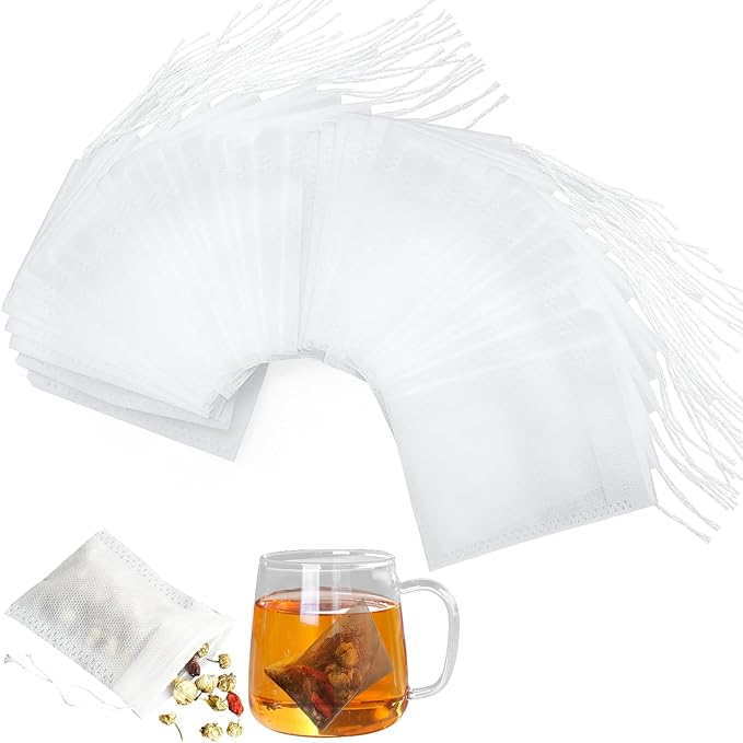 300PCS Tea Filter Bags,Empty Tea Bags for Loose Leaf Tea,Natural food grade non-woven fabric,Disposable Tea Filter Bags,Perfect for Tea, Coffee, Spices, and More (3.54 x 2.75 Inch)