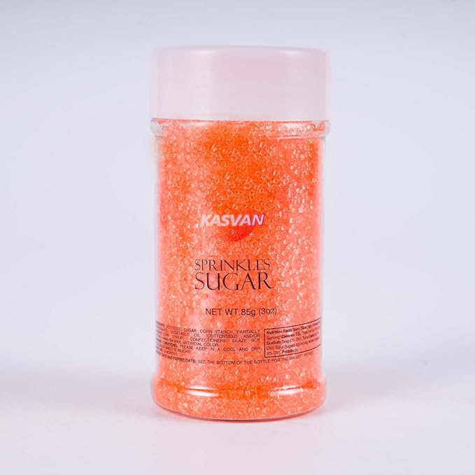 Kasvan Orange Sanding Sugar Sprinkles - Edible Sugar Crystals, Baking Cake Decorations, Ice Cream Toppings cupcake Decorating, Wedding Party Chirstmas Supplies, 85g/3.2oz (Orange)