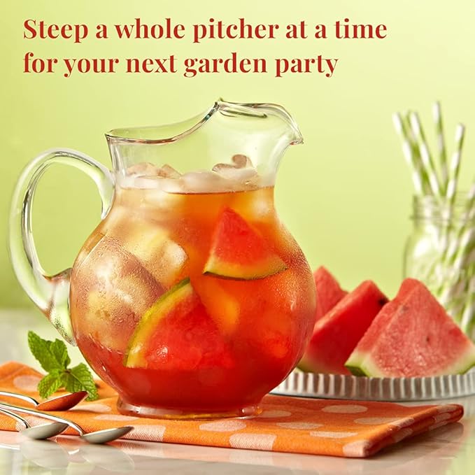 The Republic of Tea Watermelon Mint Black Iced Tea, 40 Large Pouches / 40 Quarts, Premium Fine Black Tea