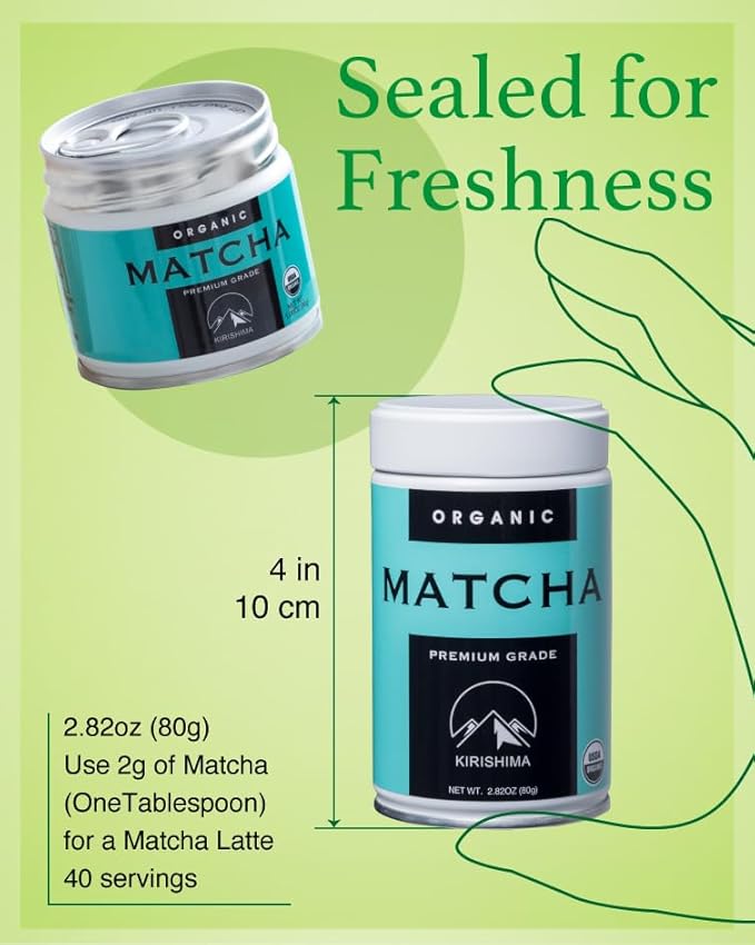 Kirishima Kagoshima Matcha, Organic Green Tea Powder, Ceremonial Grade, Teahouse Edition Premium First Harvest, Ceremonial Premium Grade, Japanese origin (2.82 Ounce Tin)
