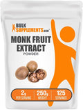 BulkSupplements.com Monk Fruit Extract Powder - Luo Han Guo Extract, Monk Fruit Without Erythritol - 125 Servings, Gluten Free, 2g per Serving, 250g (8.8 oz) (Pack of 1)