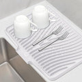 Silicone Dish Drying Mat, Stone Drying Mat for Kitchen Counter with Built-In Drain, Non-Slip Drying Matt Kitchen Counter, Heat Resistant Dish Drying Pad, 1 Pc (19.7" x 17",Ivory)