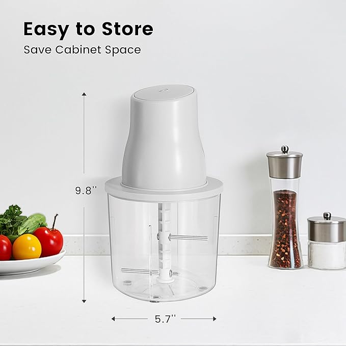 Electric Chicken Shredder, Automatic Food Chopper with Chicken Breast Shredder & Meat Grinder, 2 Sets of Blades for Chicken/Pork/fish/Vegetable/Baby Food (White)