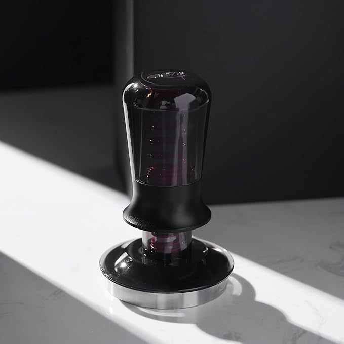 IKAPE 58.35mm Semi-Transparent Espresso Coffee Tamper, Premium Barista Coffee Tamper with Calibrated Spring Loaded, Threaded Stainless Steel Base Tamper for Espresso Machine(New Upgrade)