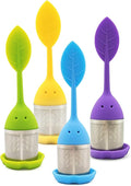 4Leaf Silicone Tea Infusers - 4 Pack Extra Fine Mesh Loose Leaf or Herbal Tea Filter Steeper with Silicone Lids