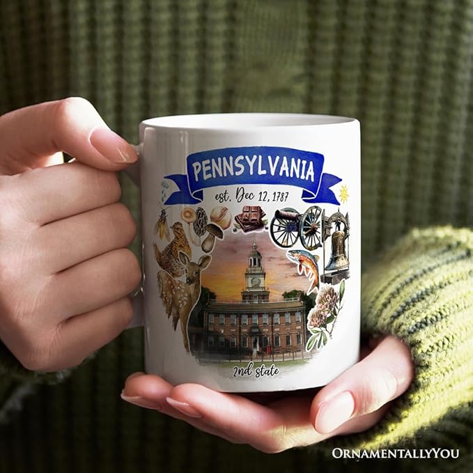 OrnamentallyYou Artistic Pennsylvania State Themes and Landmarks Mug
