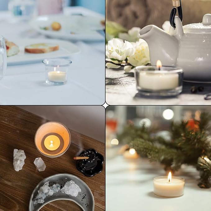 9PCS Pure White Beeswax Tealight Candles, Natural Scent, Clear Cup