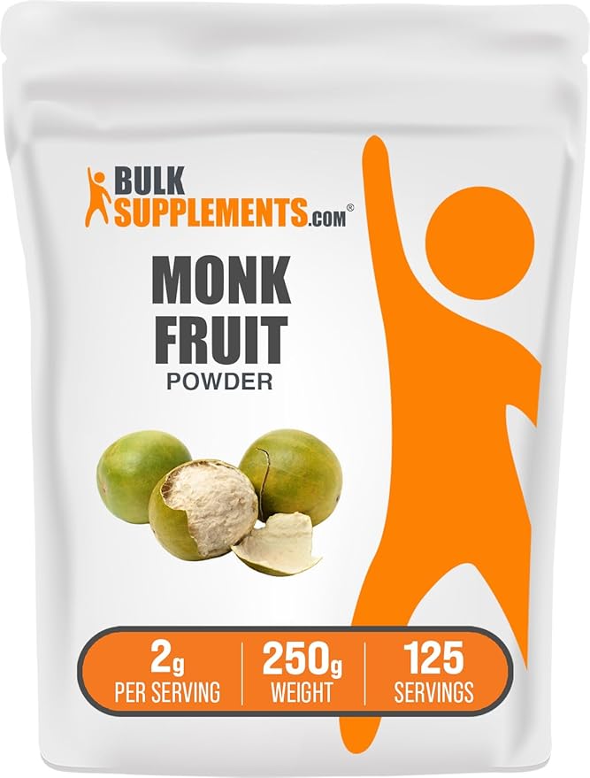 BulkSupplements.com Monk Fruit Powder - Monk Fruit Sweetener, Sugar Substitute for Baking - Pure & Gluten Free, 2g per Serving, 250g (8.8 oz) (Pack of 1)
