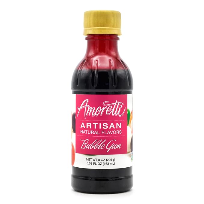 Amoretti - Natural Bubble Gum Artisan Flavor Paste, 8 oz, Perfect For Ice Cream, Beverages, Cakes, and more, Preservative Free, Vegan, Gluten Free, No Artificial Sweeteners, Highly Concentrated