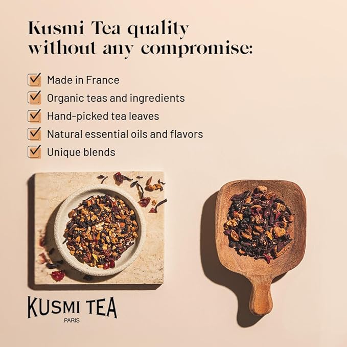 Kusmi Tea - French Cancan - Organic Black Tea - Berry Flavored Black Tea - Natural Red Fruit Flavours - Flavourful, Caffeinated Tea - Loose Leaf Tea - Tin Box of 3.5 oz