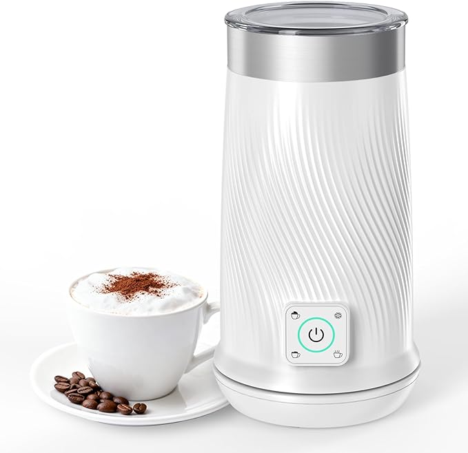 Milk Frother, 4-in-1 Electric Milk Steamer with Warm and Cold Foam Maker, Milk Heater and Warmer Hot & Cold Milk Foamer Maker for Latte Coffee Chocolate