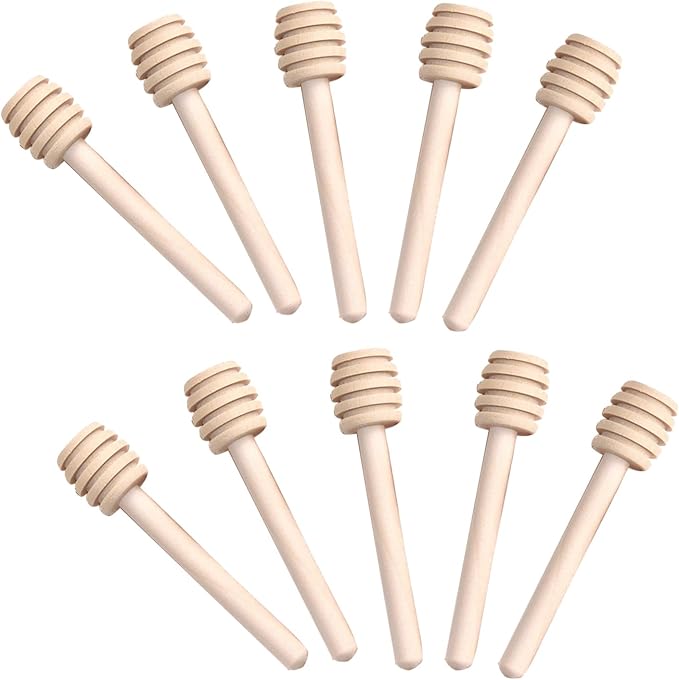 20pcs 3 inch Wooden Honey Mixing Stirrer Dipper Stick Collecting Dispensing Drizzling Honey Spoon Dipper Jam Portable Wedding Party Gift (20, 3Inch)