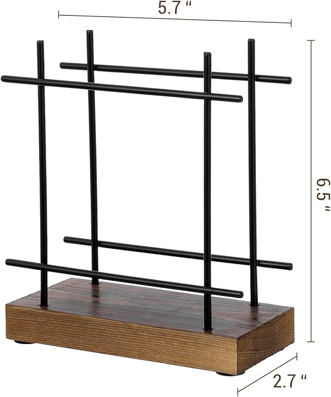 MyGift Matte Black Napkin Holders for Table & Kitchen, Metal Napkin Dispenser with Rustic Burnt Brown Wood Base, Decorative Holder for Paper Mail Bills Home/Dining Decor