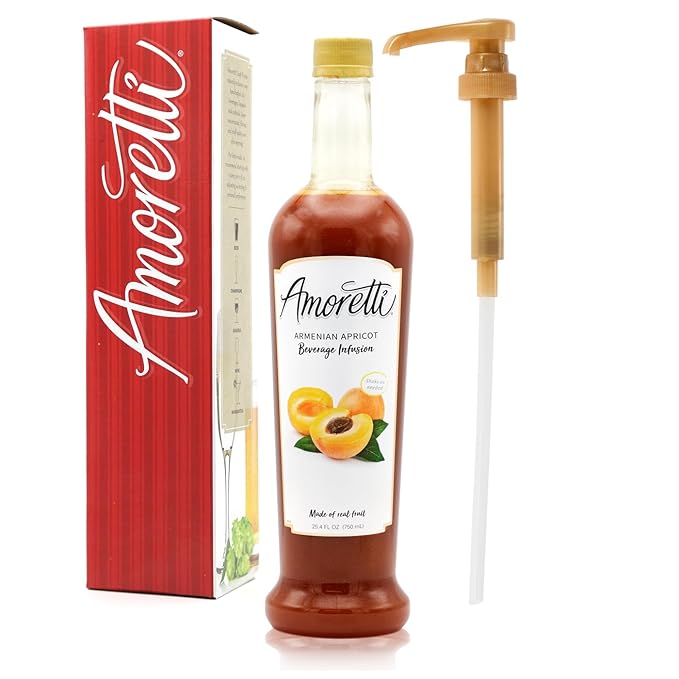 Amoretti - Armenian Apricot Beverage Infusion - Drink Mix & Water Enhancer with Pump for Flavoring Cocktails, Waters, Teas, and other Beverages, Preservative Free