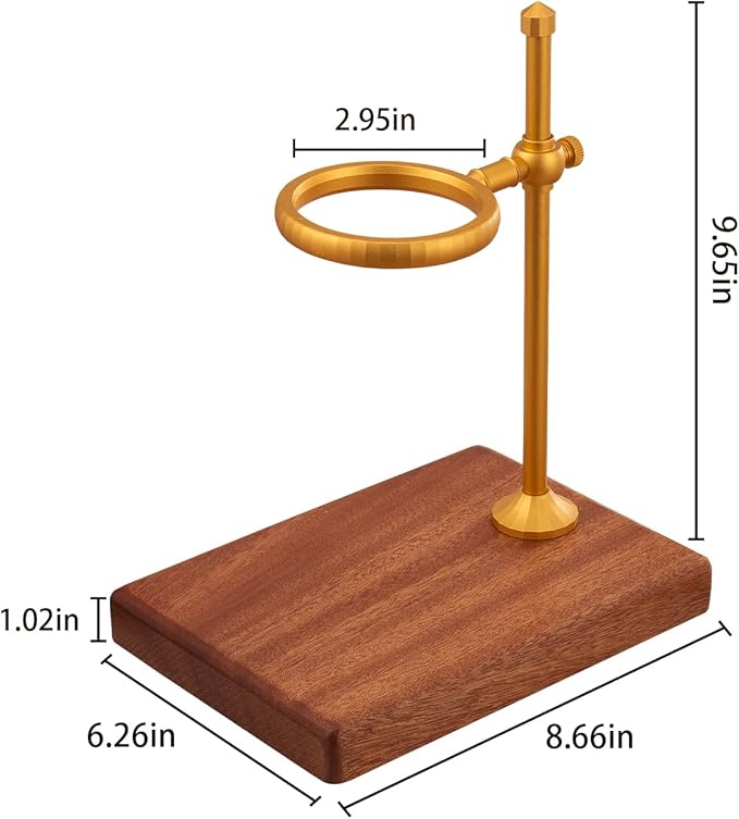 Pour Over Coffee Stand, Height Adjustable Pour over Coffee Maker with Sapele Wooden Base, Paper Filters, Bronze