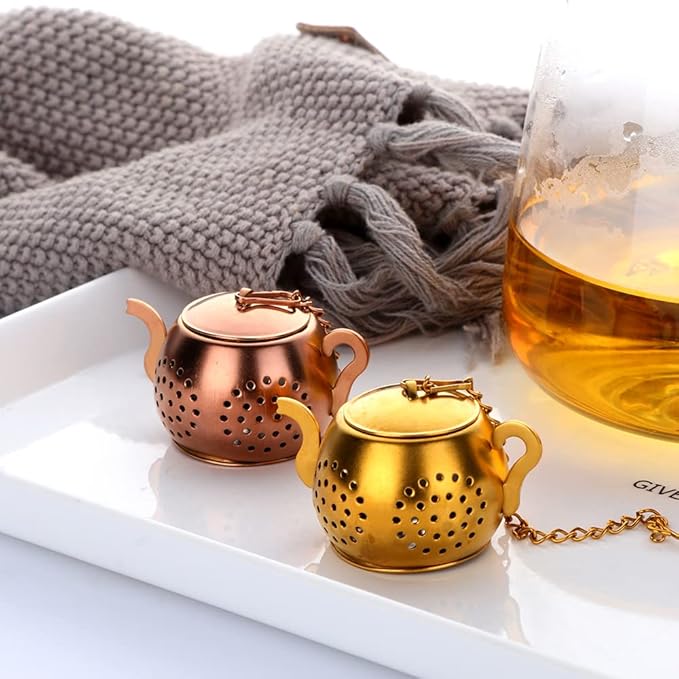 3 Pack Tea Infuser - Stainless Steel Reusable Strainer Filters Ball for Loose Tea - Rainbow Gold