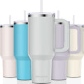 40 oz Tumbler with Handle and Straw Lid Insulated Tumblers Cups with Lids Straws Double Wall Vacuum Leak Proof Stainless Steel 40oz Tumbler Travel Mug Gifts for Men Women Him Her (Fog)