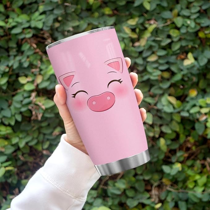 winorax Pig Tumbler for Pigs Face Tumblers Cup with Lid 20oz Travel Mugs Funny Gifts for Pig Animal Lovers Kids Women Girls Farmgirl Birthday Christmas Xmas Presents