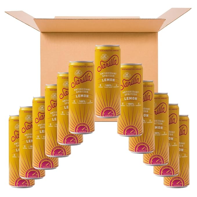 Sarilla Nonalcoholic Lemon Tea Spritzer – Lightly Sparkling Real Brewed Organic Black Tea with a Zesty Citrus Finish, Low Calorie, 12-Pack
