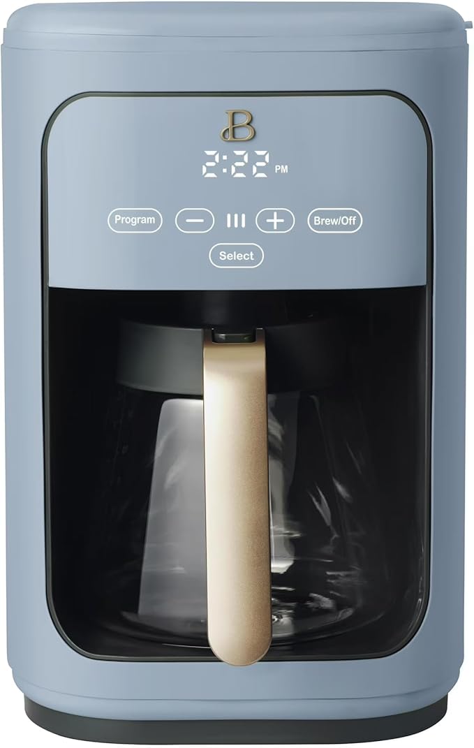Beautiful 14-Cup Programmable Drip Coffee Maker with Touch Display - Automatic Coffee Machine with Timer for Home & Office - by Drew Barrymore (Cornflower Blue)