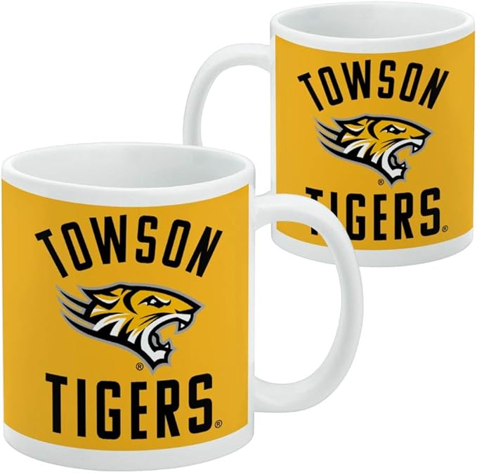 Towson University Tigers Ceramic Coffee Mug, Novelty Gift Mugs for Coffee, Tea and Hot Drinks, 11oz, White