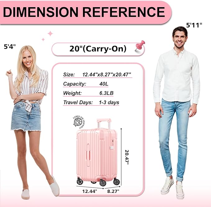 Krute Carry on Luggage 20 Inch Suitcases with Spinner Wheels Hardside Luggages Cup Holder Carry Suitcase USB Charger Port PC+ABS with TSA Lock