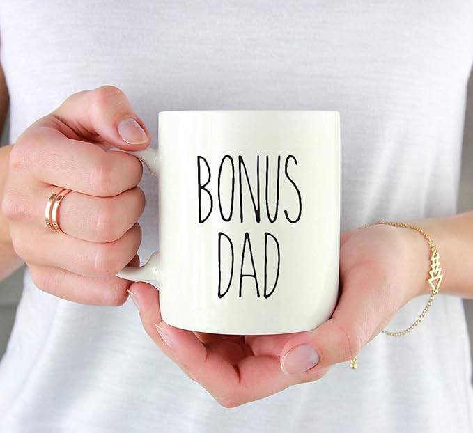 Andaz Press Simple Rustic Farmhouse Kitchen Decor 11oz. Ceramic Coffee Tea Mug Gift, Bonus Dad, 1-Pack, Birthday Christmas Gift Ideas for Family, Friends