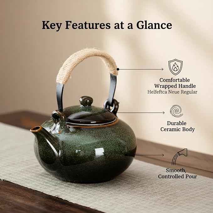 Toptier Leaf Teapot, Porcelain Tea Pot with Stainless Steel Infuser, Blooming & Loose Leaf Ceramic Teapot, 37 Ounce,green